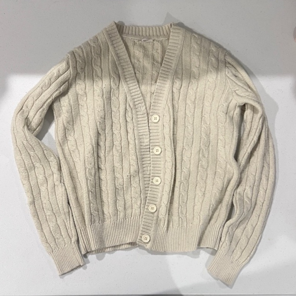 Brandy Melville Cream Cable Knit Cardigan